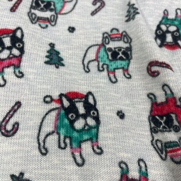 Jaclyn Intimates Soft Frenchie Dog Christmas Holiday PJ Pajama Pants Lounge L - Picture 2 of 9